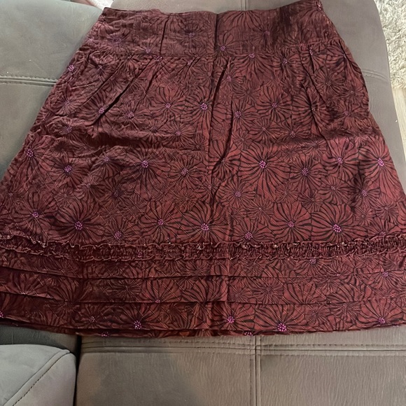 FOSSIL Burgundy / Plum Flower Print Skirt Size 10 - Picture 1 of 7